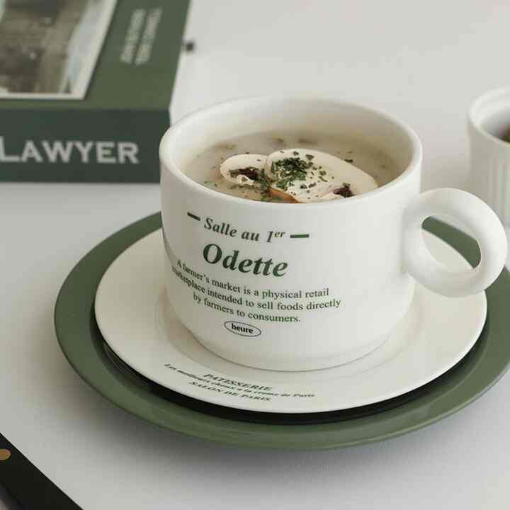 グリーン レタリング スープボウル