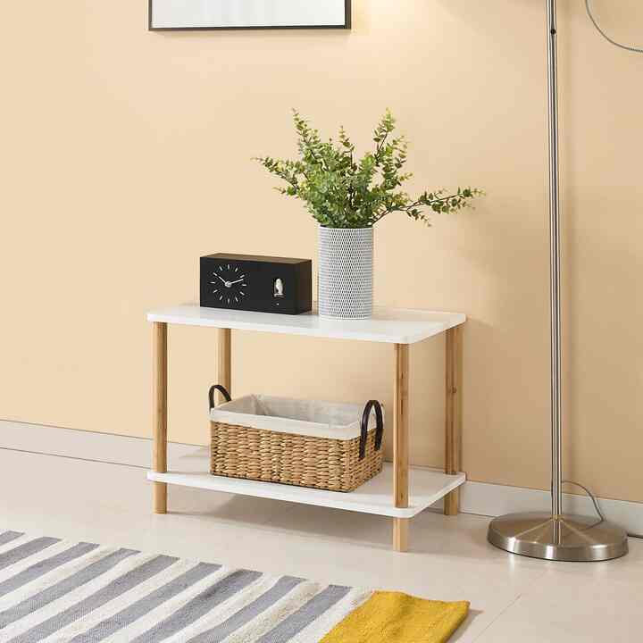 ホワイト ウッド ラック 2段