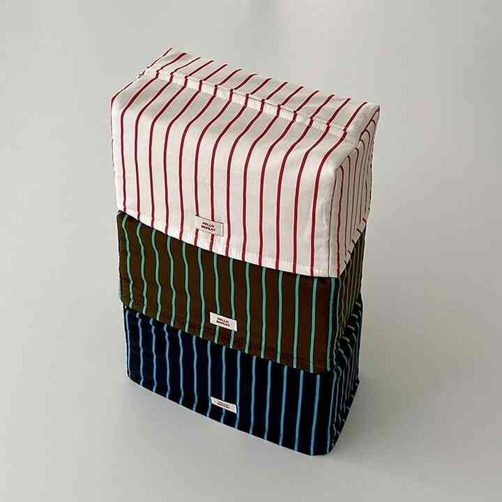 ストライプ 長方形 ティッシュケース［3色］