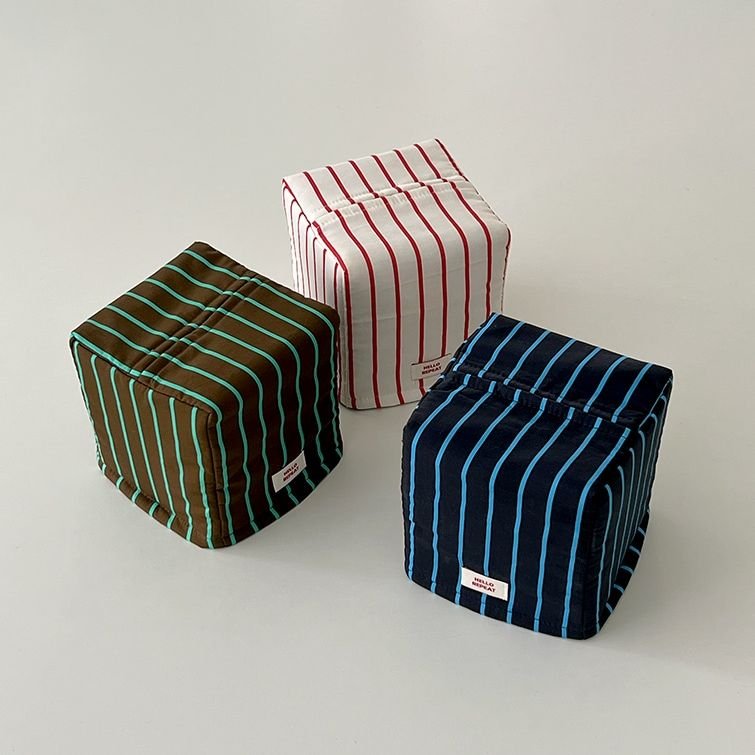 REPEAT ストライプ 正方形 ティッシュケース［3色］ グリーン ネイビー