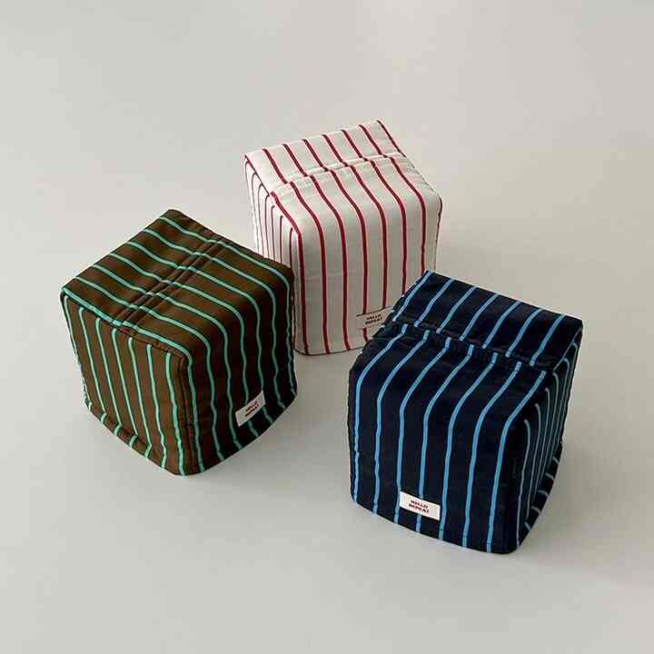ストライプ 正方形 ティッシュケース［3色］