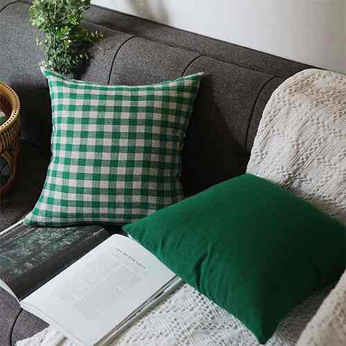 ピュア チェック＆ソリッド クッションカバー［2色・7サイズ］