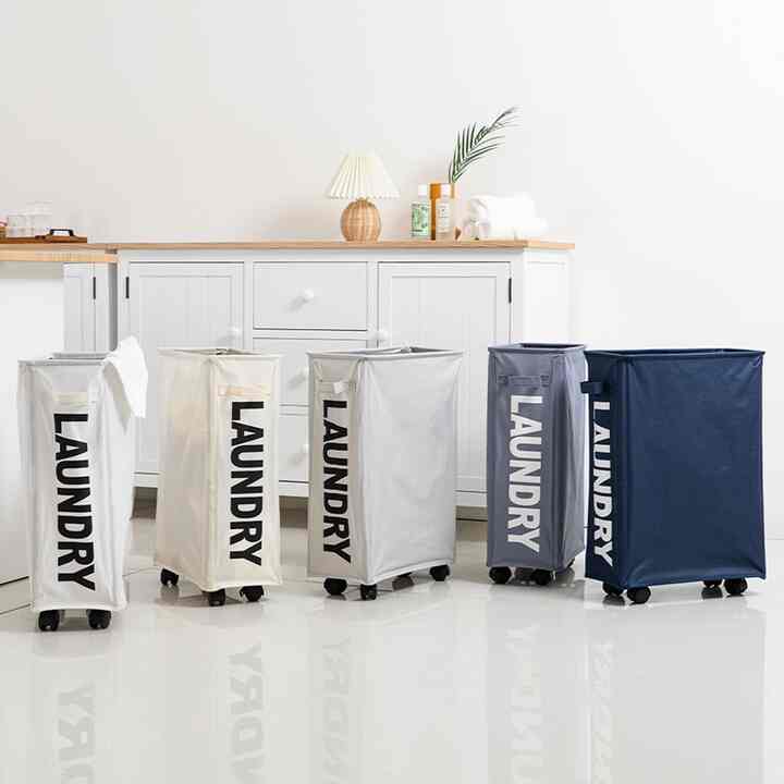 隙間収納 ランドリーバスケット キャスター付き［5色］