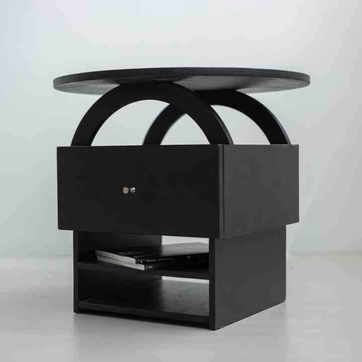 Giwa サイドテーブル 収納付き ラウンド