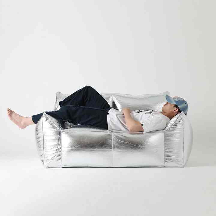 TOM 2人掛け ビーズソファ シルバー