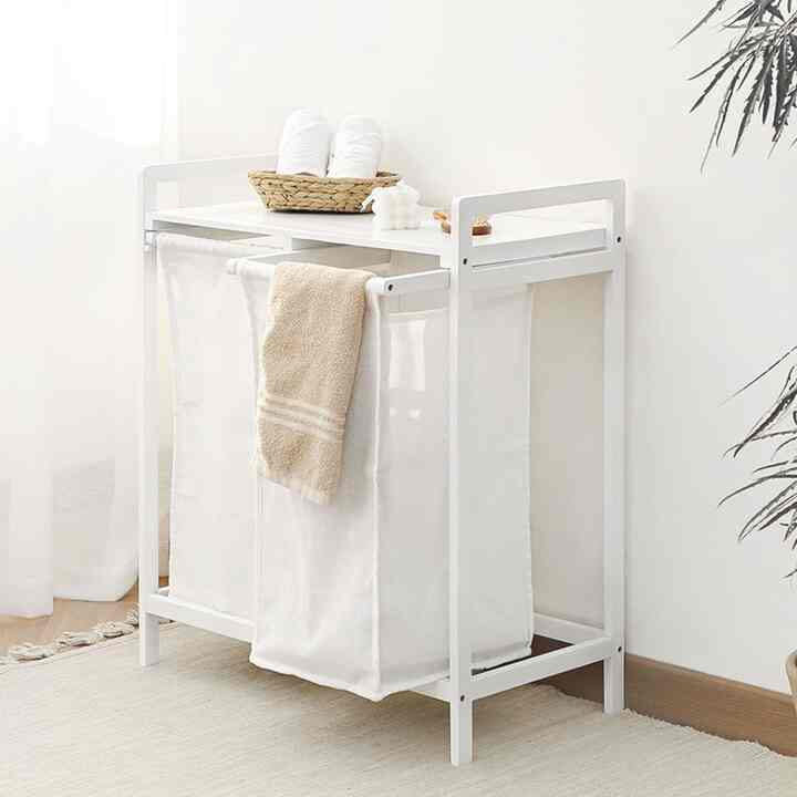 バンブー ランドリーバスケット 2マス［2色］