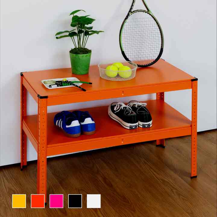 スチール シューズラック 2段 80cm［5色］