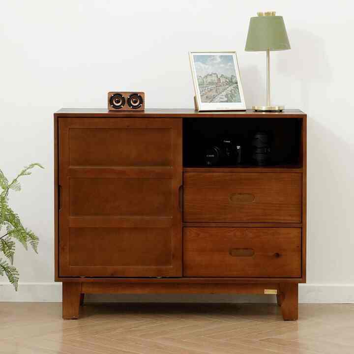 NORMAN ウッド 収納棚 引き出し付き［2色］