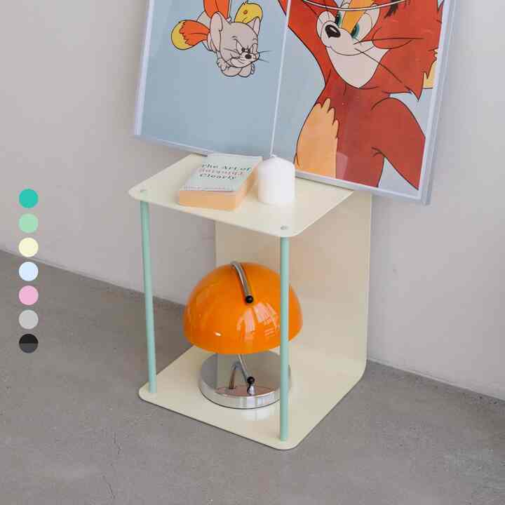 D STOOL スチール サイドテーブル 収納付き［7色］