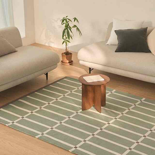 グリーン チェック はっ水ラグ［2サイズ］