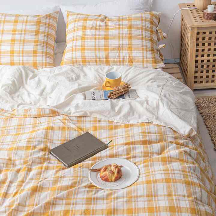 イエローチェック 布団カバーセット［2サイズ］