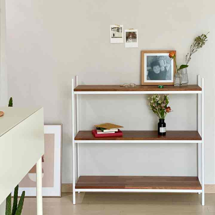 3段 ウッド スチール ラック M