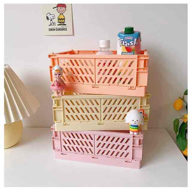 パステル 折りたたみ 収納バスケット［5色・2サイズ］