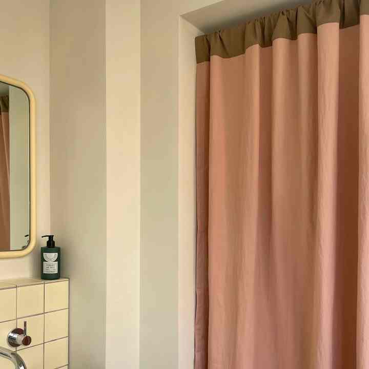 cotton texture シャワーカーテン pink
