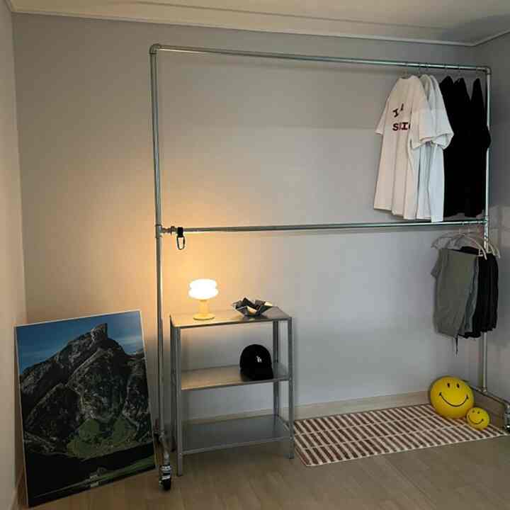 bW08 パイプ ハンガーラック 2段 大型［2色・2種］