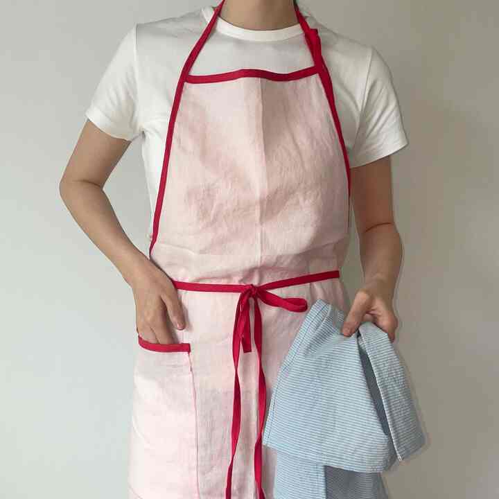 リネン ロングエプロン baby pink