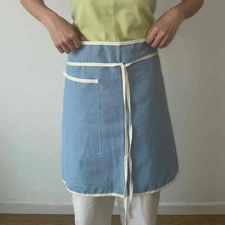 リネン ハーフエプロン sky blue