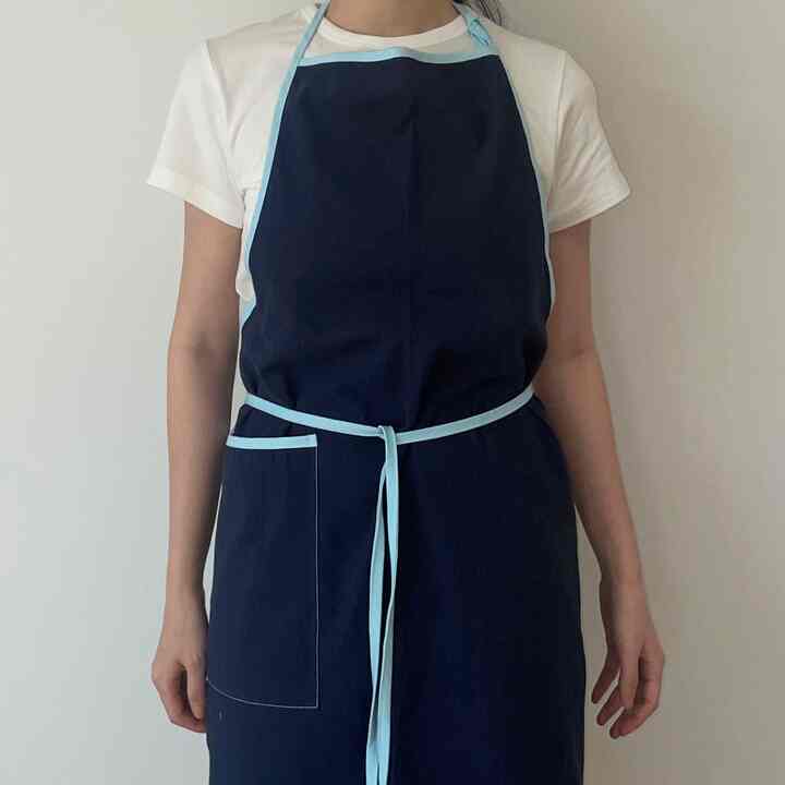 リネン ロングエプロン navy