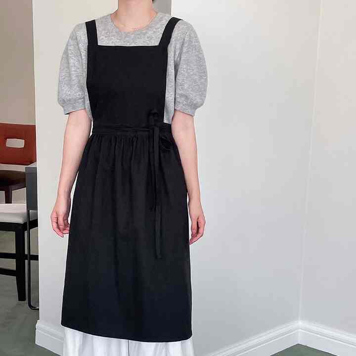 リネン ブラック エプロン