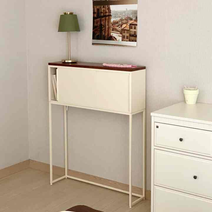 スチール コンソール 引き戸収納付き［3色］