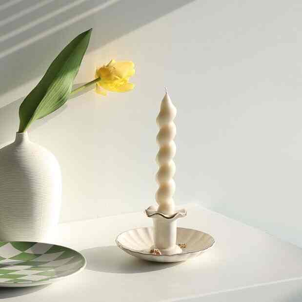 レース セラミック キャンドルホルダー