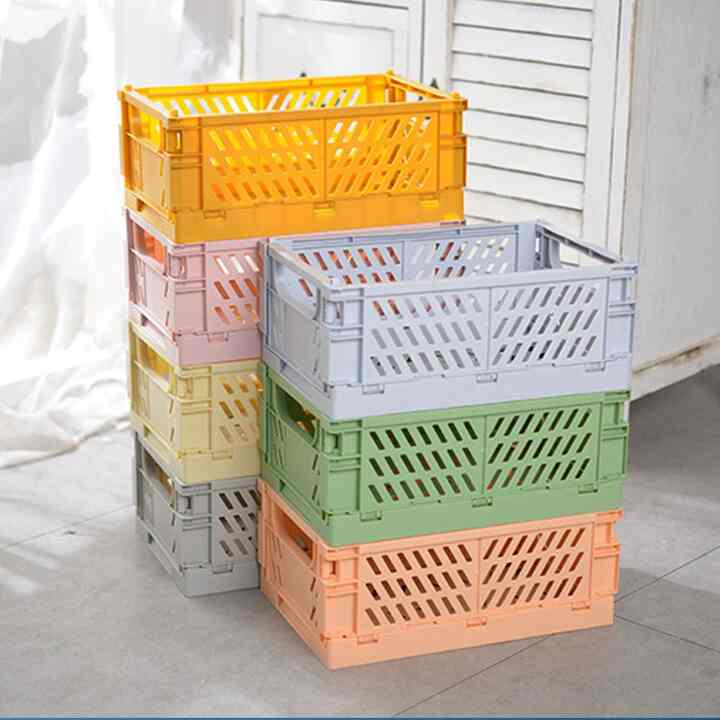 ミニ 折りたたみ バスケット ver1［4色・2サイズ］