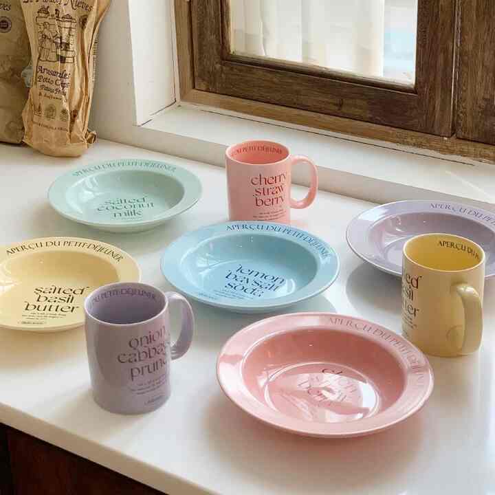 Pastel Lettering プレート＆マグカップ セット［5色］