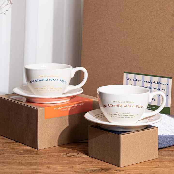 New York レタリング コーヒーカップ＆ソーサー セット［4色］