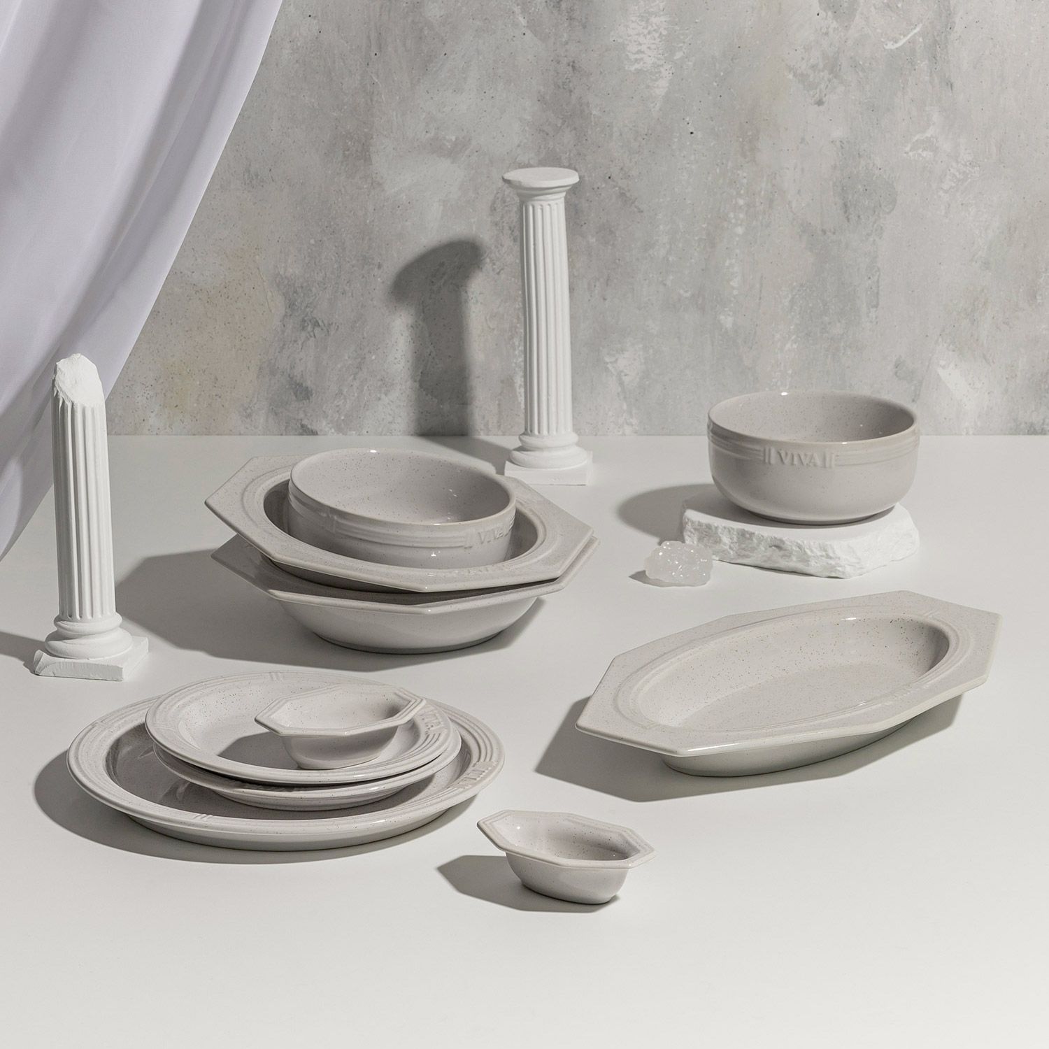 SSUEIM VIVA ディナー食器 2人用 10点セット［4色］ グレー 陶磁器