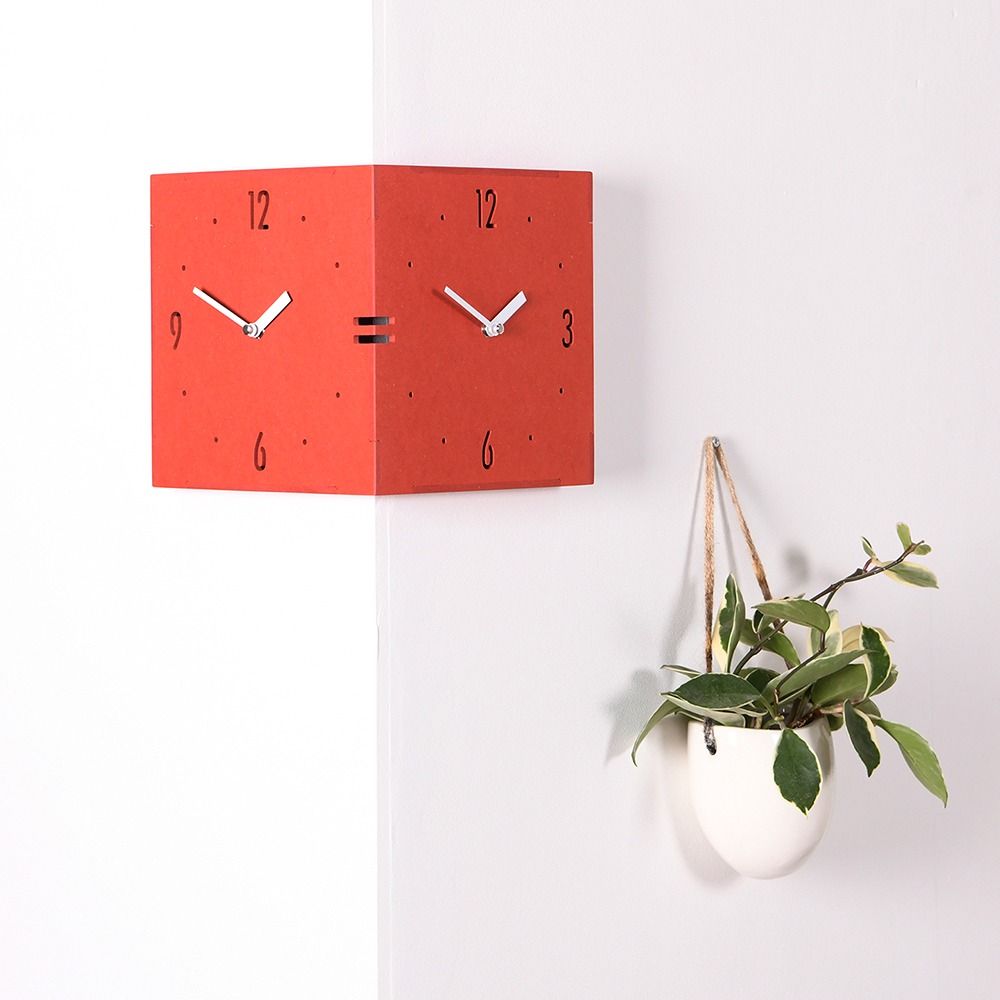 TIMEDECO コーナー 壁掛け時計 L［4色］ ブルー グレー レッド