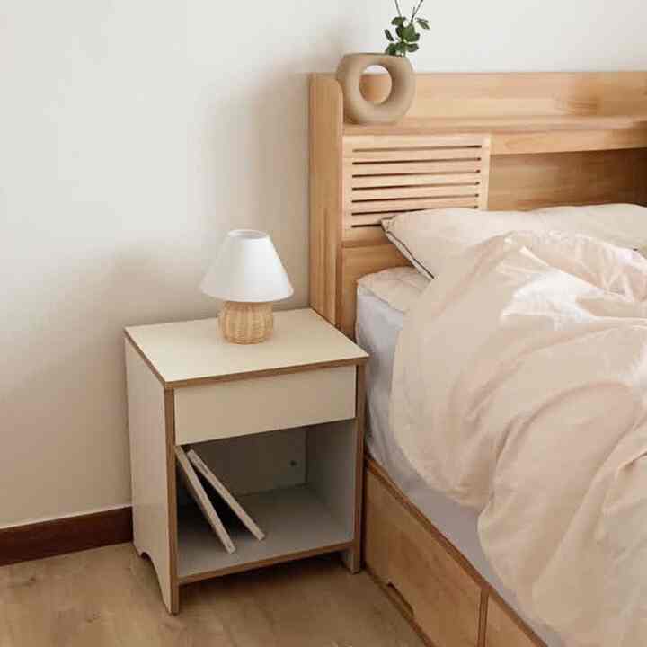 MAJOR サイドテーブル 収納付き 40cm［2色］