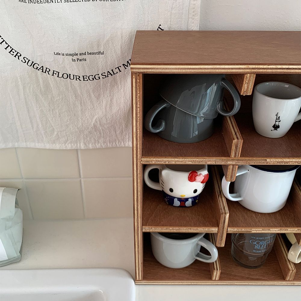 O'gre Old Cafe カップ収納ラック ブラウン 加工木材 高さ 37cm 奥行き