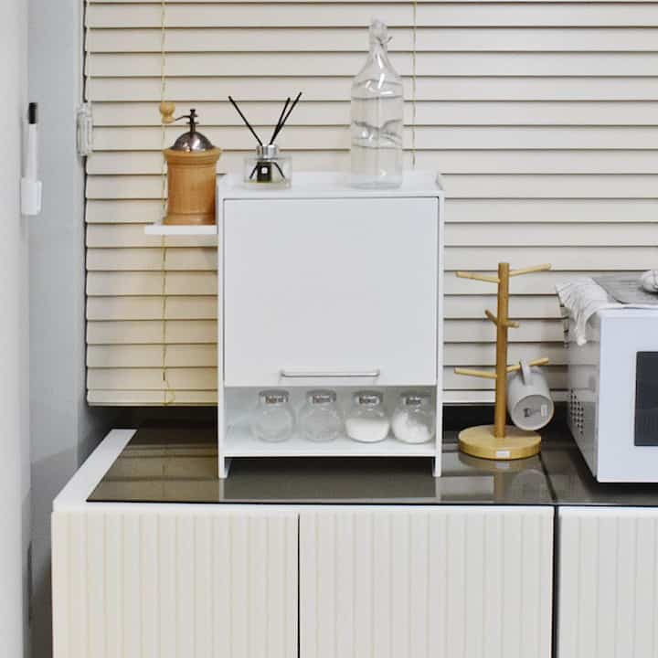 ホワイト フラップドア 3段 収納ボックス