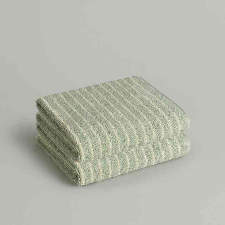 フェイスタオル 2枚セット ミント ストライプ 45x85cm