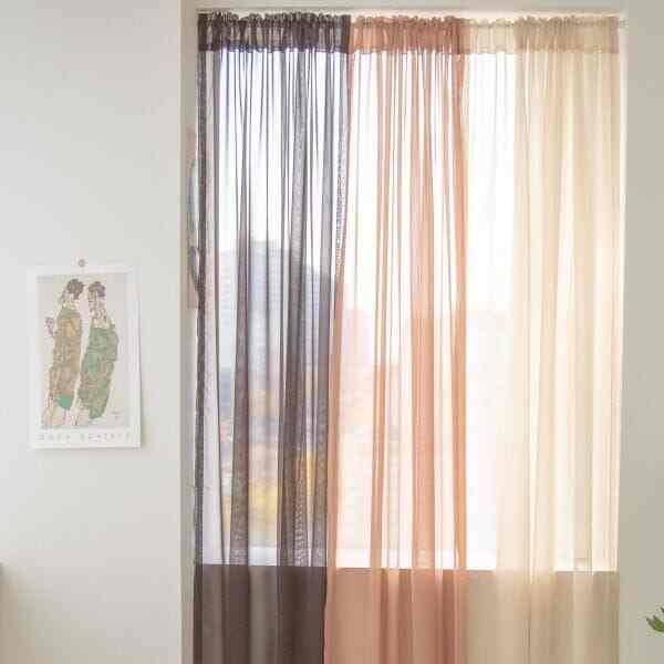 シフォン 目隠しカーテン ポール通しタイプ［26色］