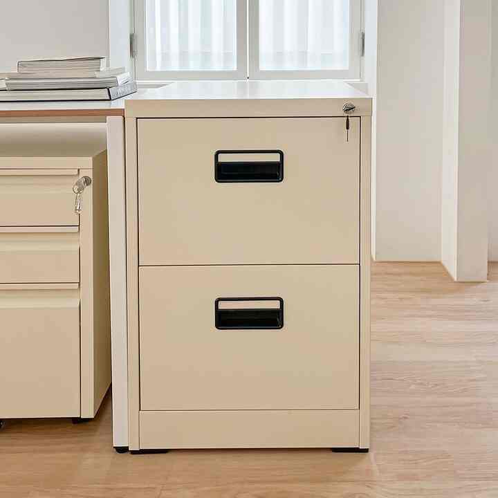 バター 2段 スチール キャビネット 引き出し［2種］