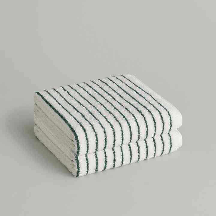 フェイスタオル 2枚 グリーン ストライプ