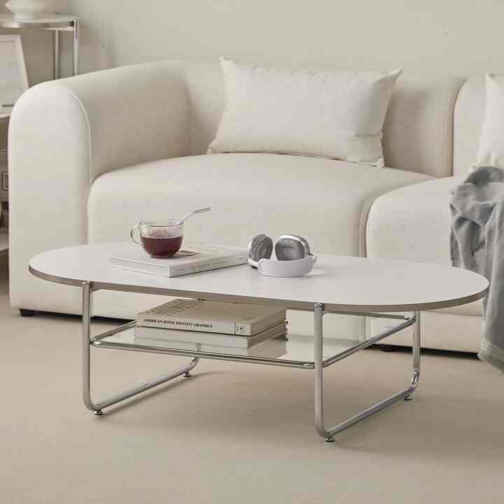 off 楕円形 2段 ローテーブル［2色・2サイズ］