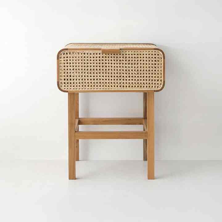 CESBON サイドテーブル 収納付き ラタン