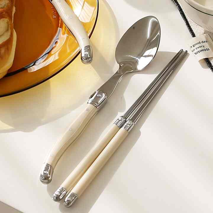 CUISINE DE MAMAN カトラリー スプーン＆お箸 4人セット［3色］