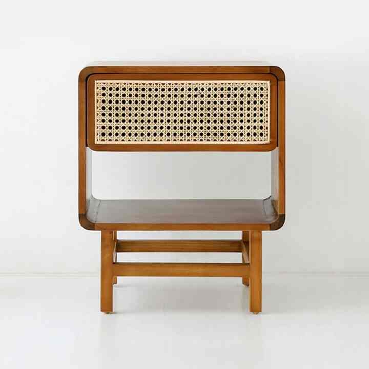 CESBON ウッド サイドテーブル 収納付き ラタン KCN002