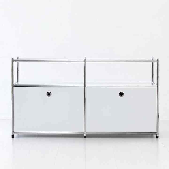 MARKET B SIMPLIE 2x2 収納棚 2ドア ホワイト スチール 奥行き 40cm 高 