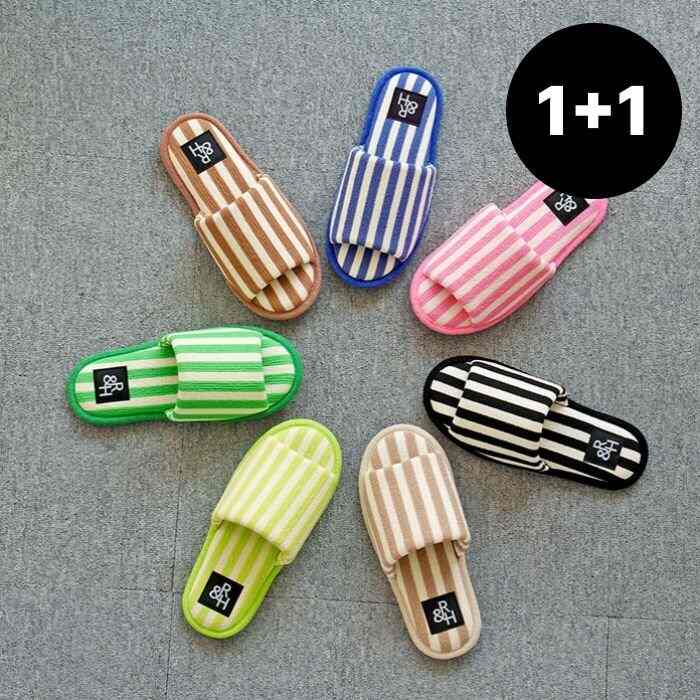 ストライプ ルームシューズ 2足セット［7色・2サイズ］