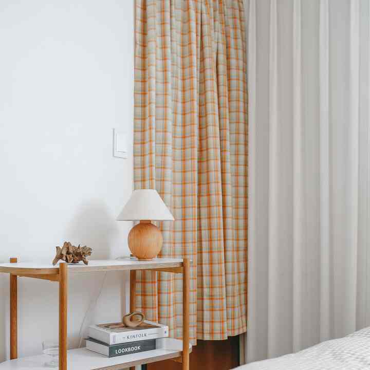 ハワイ キャロット チェック 目隠しカーテン［7色］