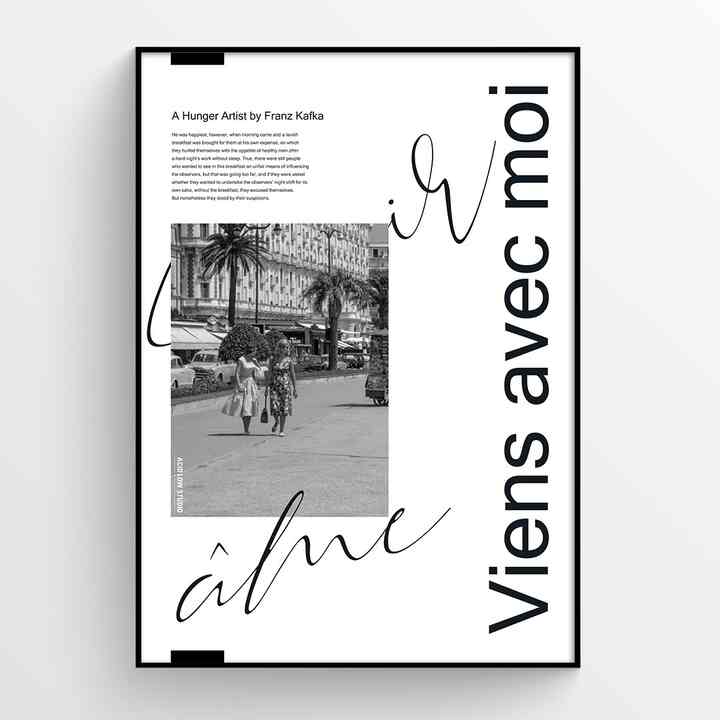 ポスター フレーム付き VIENS.gray 50x70cm［8色］