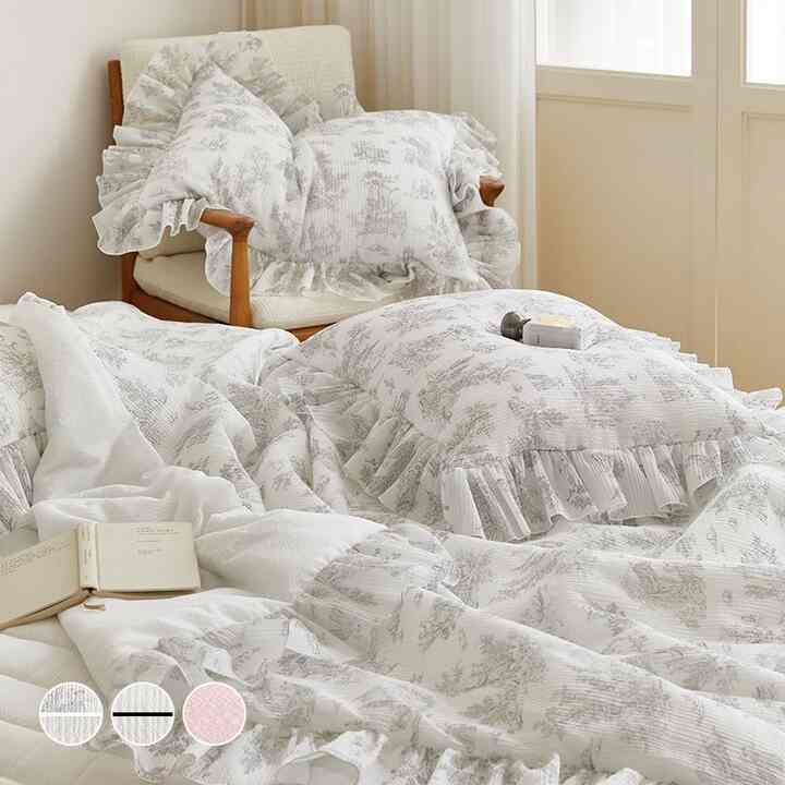 Summer Waltz シアサッカー フリル 冷感 夏布団セット［3色・3サイズ］