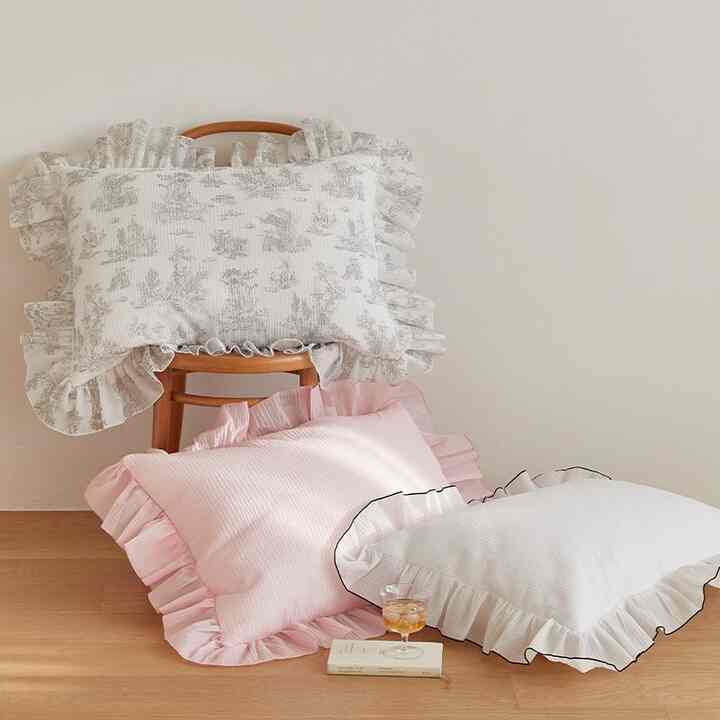 Summer Waltz シアサッカー フリル 夏用 冷感 枕カバー［3色］