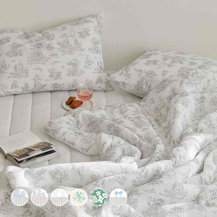 SUMMER ROMANCE シアサッカー 夏用 冷感 カバーのいらない布団セット［6色・3サイズ］