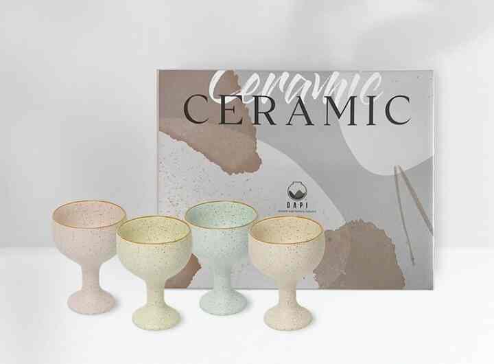 セラミック ゴブレット 2点セット［4色］