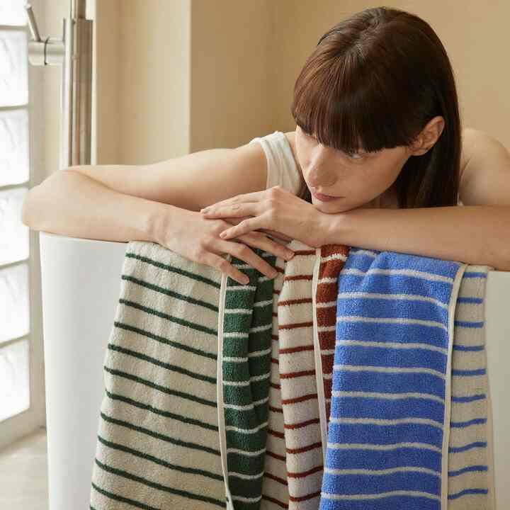 LUXE 両面 ストライプ フェイスタオル 10枚セット［3色］
